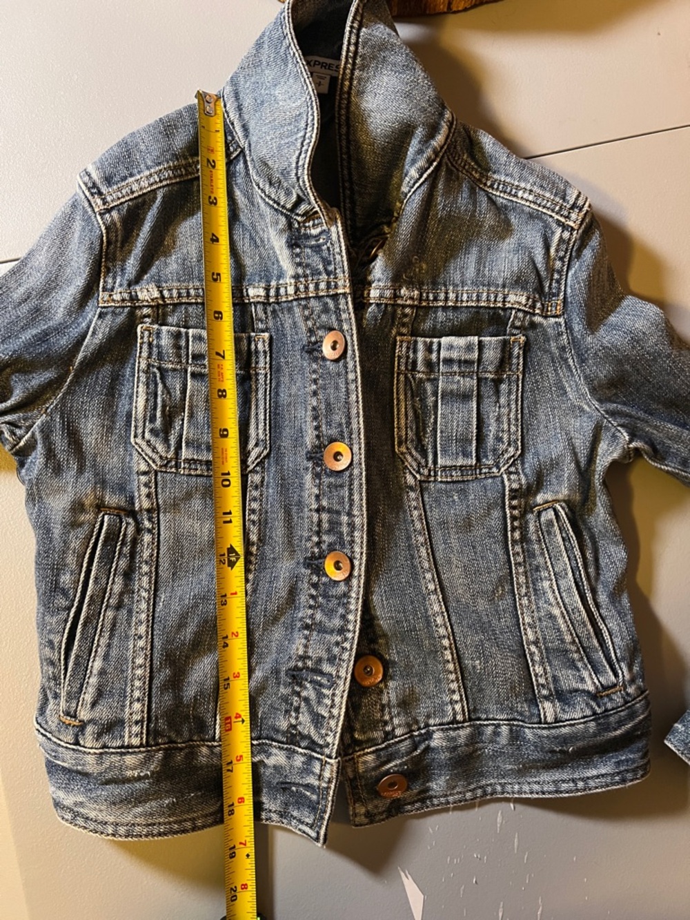 Express Distressed Cropped Jean Jacket, size S - Picture 13 of 16